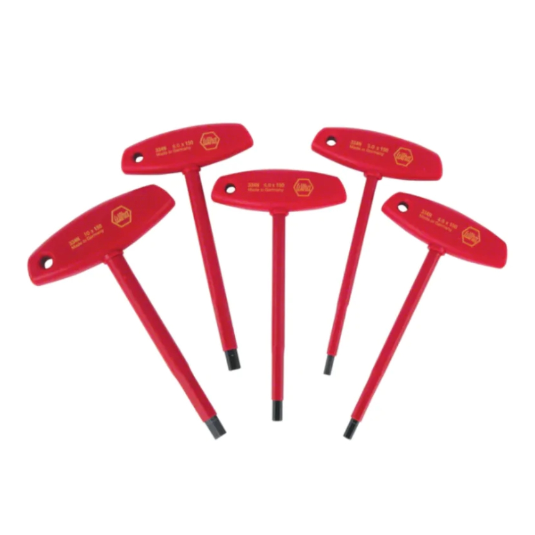 5 Llaves Allen dieléctricas Mango T y Milímetros Wiha 33478