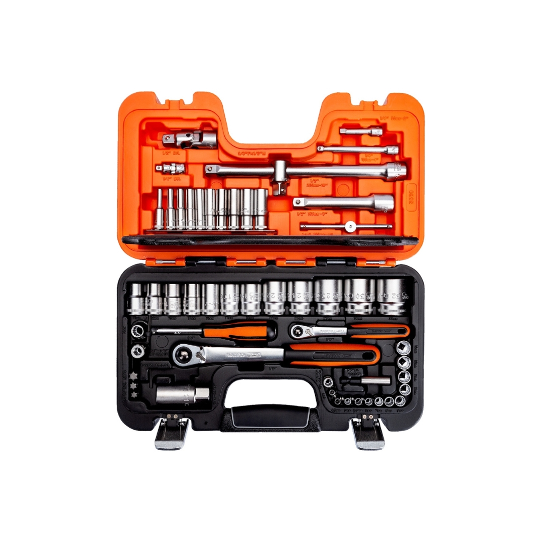 SET DADOS POLIGONALES Y ACCESORIOS MM ENC 1/4" Y 1/2" 56P - S560--BAHCO -